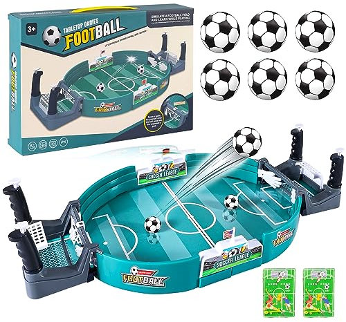 Editbar Interaktives Tischfußballspiel mit 6 Fußbälle, Fußballtisch interaktives Spiel, Mini-Fußballspiel für Kinder, Innen 2 Spieler Party Tischkicker Spielzeug Geschenk für Kinder und Erwachsene