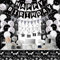 Black Birthday Decorations for Men Women, Black and White Party Decorations Boys Girls with Black Happy Birthday Banner Tablecloth Fringe Curtains Streamers Confetti Balloons,Black Bady Party Supplies