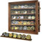 DecoWoodo Militärische Herausforderung Münzvitrine mit HD-Glastür - 5 Reihen Medaillen-Vitrine Schrank Rack Shadow Box mit abnehmbaren 2 Rillen Regale Poker Chips Münzhalter für Sammler, Walnuss