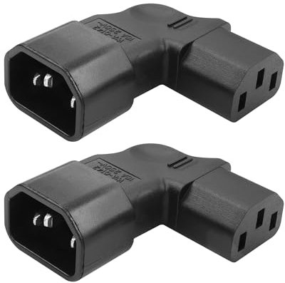 C14 to C13 Power Adapter YACSEJAO 2PCS IEC320 C14 to C13 Right Angle Power Adapter 90 Degree C14 to C13 Plug Kettle Power Extension Adapter (Right Angle)