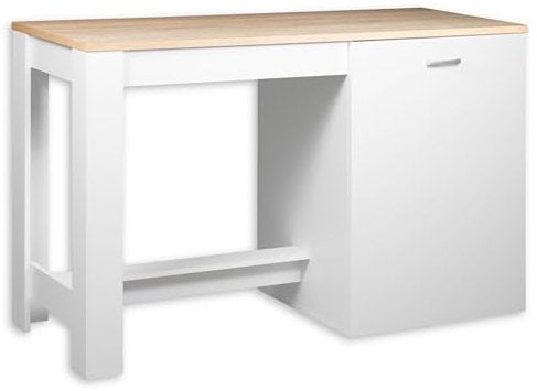 Andy Moderne Kücheninsel freistehend in Weiß matt, Eiche Sonoma Optik - Geräumige Kochinsel mit viel Stauraum - 138 x 91 x 56 cm (B/H/T)