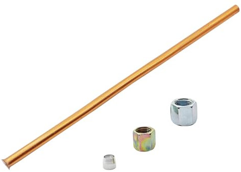 1 Pc Air Compressor Aluminum Pipe, 200 mm Long Air Compressor Exhaust Pipe, Pipe Diameter 6 mm, with 2 Hex Nuts, 1 Lock Cylinder, Suitable for Air Compressors