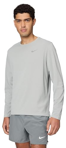 Nike Men's Miler Dri-fit Uv Langarm-laufoberteil für Herren Top, Grey Fog/Particle Grey/Reflective Silv, S