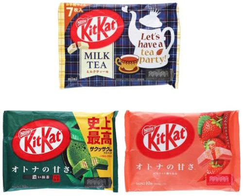 3er KitKat Überraschungsmix - mit 3 zufällig ausgewählten japanischen KitKat 3x10 Kit Kat aus den Vielen Geschmäckern wie - Matcha, Melon, Strawberry, und vielen mehr