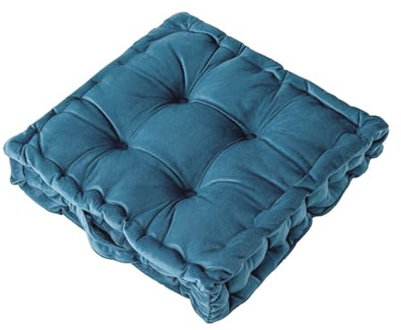 Fouriding Quadratische Bodenkissen 38CM,Weiche Samt Boden Sitzkissen Wurfkissen für Wohnzimmer Sofa Stuhl Boden Yoga Couch Tatami Dekorative (Blau)