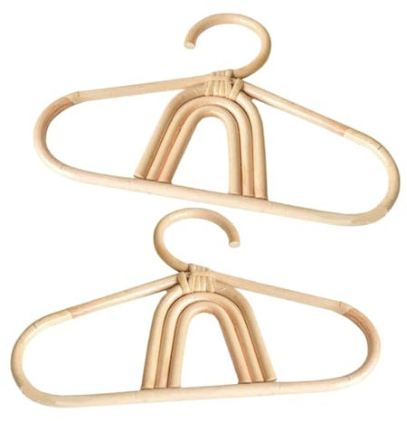IMIKEYA 2 Stück Rattan Kleiderbügel für Babys und Kleinkinder mit Glatter Oberfläche Freundlich zu Kleidung für Babyzimmer und Wäsche Khaki Farbe