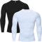 HYCOPROT Kompressionsshirt Herren Langarm Funktionsshirt Baselayer Schnelltrocknendes T-Shirt Atmungsaktiv Sportshirt für Workout Fitnessstudio Laufen (XL, Schwarz/Weiß)