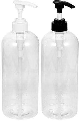 Tovinanna 2pcs Pump Bottle Dispenser, 1L Soap Dispenser Pump, Refillable Empty Bottles, Hand Wash Dispenser for Shampoo, Conditioner, Lotions