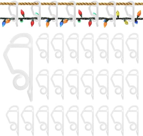 Pilikoll 200 Piezas Ganchos de Canalón en Navidad Ganchos Canalones Para Navidad Clips De Luz De Navidad Clips De Canalón De Plástico Ganchos para Colgar Luces para Interiores y Exteriores