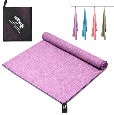 HiiPeak Mikrofaser Handtuch: Kompakt, Leicht, Schnelltrocknend - Fitness, Reise, Camping, Schwimmbad - Lila, 180cm x 90cm, 88% Polyester, 12% Polyamid