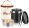 NZZVNZ Boîte Alimentaire Isotherme Chaud 1,2 L Récipient Alimentaire Isotherme avec Sac Boîte Repas Isotherme Longue Durée Lunch Box Isotherme Inox avec Cuillère (Noir)