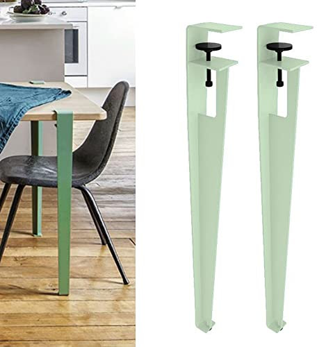 FYDZ F-Shaped Clamp-On Table Legs - Adjustable 76cm Metal Legs for Breakfast Bars, DIY Furniture Consoles, No Punching Required(Green,2pcs)