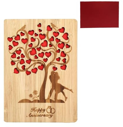 Mmgoqqt GrußKarte Aus Holz Mit Umschlag, Holzkarte Aus Bambus Hochzeitskarten Jahrestag Karten, Holz Geburtstagskarte Einladung Valentinstag Karte Premium Kreative Geschenkkarte Mit Umschlag