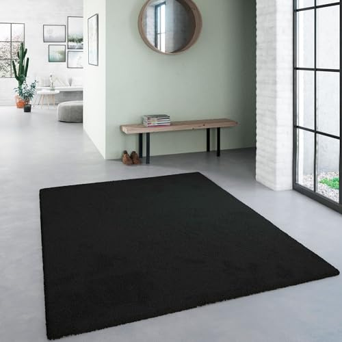 Steffensmeier Hochflor Teppich Sevilla | Shaggy | langflor Teppich | Wohnzimmer | Anthrazit, Größe: 80x150 cm