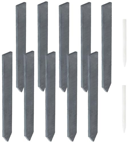 Plant Labels, Slate Plant Labels, 15x2cm Reusable Garden Markers Signs, Plant Markers Labels for Outdoor Plants with Chalk for Herbs, Potted Plants, Flowers
