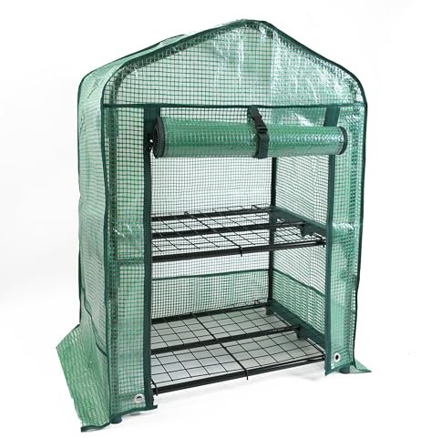 DIVCHI Serra a 2 ripiani mini serra per uso interno ed esterno, resistente, ideale per coltivare ortaggi, fiori, erbe e piantine