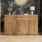 Jaxenor Oak Effect Sideboard for Living Room, Farmhouse Buffet Cabinet with 3 Drawers & 3 Doors for Dining Room Kitchen, Server Bar Wine Cabinet with Adjustable Shelves, 135x40x81cm