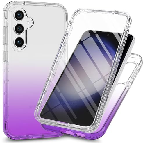 ILING Transparente Hülle für Samsung Galaxy A56 5G / Samsung A36 5G mit Eingebauter Displayschutz, 360-Grad-Ganzkörper Stoßfest Schutzhülle, Ultra Dünn Silikon TPU Bumper Handyhülle (Lila)