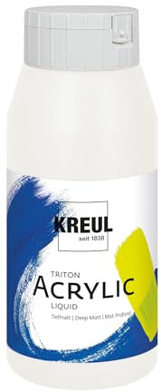 KREUL 17075 - Triton Acrylic Liquid Titanweiß 750 ml, Hochwertige Künstler-Acrylfarbe in Studienqualität mit leicht fließendem Charakter, tiefmatt auftrocknend