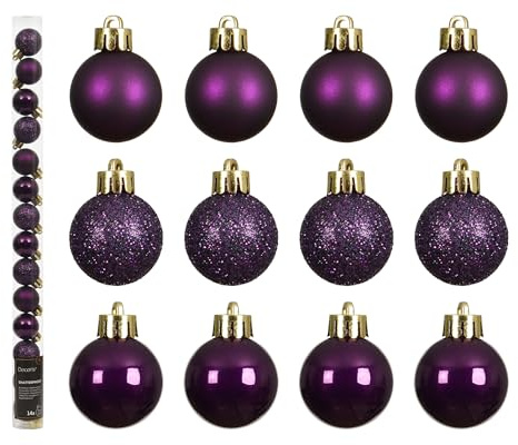 Kaemingk Weihnachtskugeln Kunststoff 3cm 14er Set - klein & bruchsicher - Christbaumkugeln Weihnachtsbaumkugeln für Weihnachten - Christbaumschmuck & Weihnachtsbaumschmuck - Feige