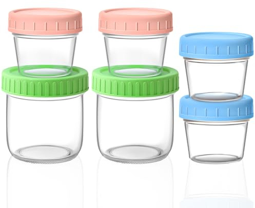 Aolso Pot de Conservation, 2PCS/300ml et 4PCS/100ml Conservations pour Nourriture,Petit Pot, Repas de Boîtes de Conservation avec Couvercle Hermétique