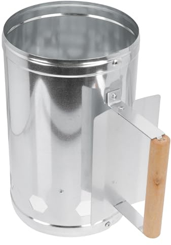 Gadpiparty Ciminiera Accendi Carbonella Barbecue Resistente con Manico Legno Antiscottatura Secchio Accendifuoco Rapido per Grill Esterni e Campeggio Accenditore Braciere Antiruggine per