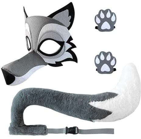 Générique Werewolf Cosplay Plüschtier, Wolf Maske, hyperrealistisches Haar | Fein gestaltetes Werwolf Kostüm Gruselig für Mädchen Jungen Winterfestival Bühnenaufführung