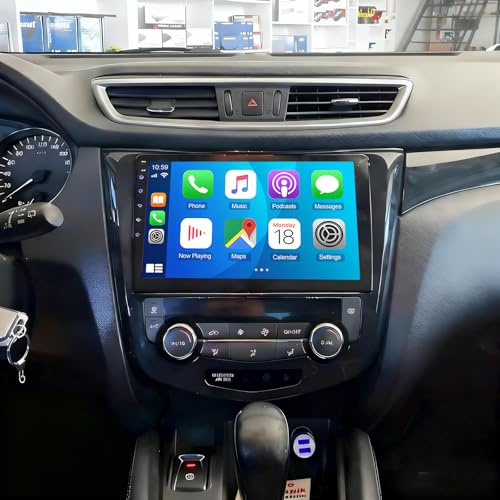 10inch Car Stereo Radio 4+64G GPS Navigation Compatible for Nissan X-Trail/for Qashqai 2013-2017 Android 15 Wireless Carplay & Andriod Auto Touch Screen Bluetooth,WiFi/FM/RDS Radio,SWC+Backup Camera