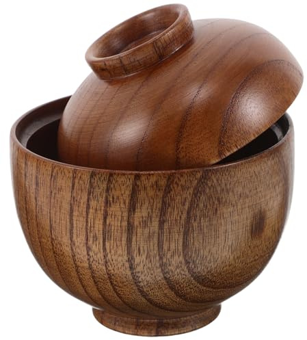 CONGARTENO Japanische Suppenschüssel Mit Deckel Miso-Suppenschale Für Ramen Sushi Und Reis Mehrzweckschüssel Für Asiatische Küche Restaurant Und Zuhause 9.50 X 9.50 X 9.50 cm