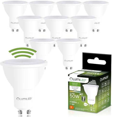 Lumiled LED Leuchtmittel GU10 PAR16 mit Bewegungsmelder PIR Sensor 6W Ersetzt 50W 580lm 4000K Neutralweiß 120° Abstrahlwinkel 10er Pack Energieeffizient Nicht dimmbar