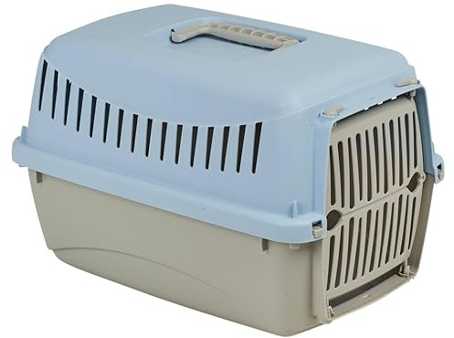 URBNLIVING Transportini Pet Carrier Travel Crate for Cats & Small Dogs | Portable Lightweight Cage with Ventilation | Pastel Design - Small - Blue