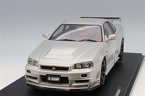 Solido Nissan Skyline R34 GT-R Z Tune 1999 - Die-Cast Modellauto, Fensterkarton mit Kunststoffsockel, Sammlermodell Sportwagen, Silber, 1:18