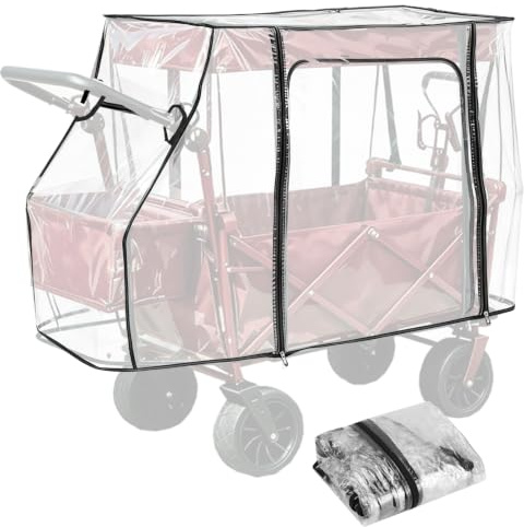 WENAUANG Universal Bollerwagen Regenschutz, 115 x 51 x 75 cm Regenverdeck mit Reißverschluss, Transparent Regenschutzhülle für Regenplane Klappbaren Bollerwagen Campingwagen Handwagen Universal