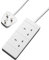 rhinocables 2 Gang Mains Extension Lead Cable, Power Strip Extender with 2 Sockets and Cord, 13 Amp Trailing Socket for Dual 3 Pin UK Plug, Suitable for Home and Office Use (2m, White)