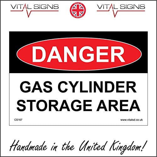 CS167 Danger Gas Cylinder Storage Area SIGN keep clear store bottle safety cage 200mm x 150mm 10mm Extra Heavy Duty Foamex Foamboard