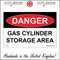 CS167 Danger Gas Cylinder Storage Area SIGN keep clear store bottle safety cage 200mm x 150mm 10mm Extra Heavy Duty Foamex Foamboard