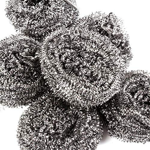 6X Stainless Steel Scourers Metal Wire Sponge Removes Tough Food Stains & Grease on Pots Pans & Trays UK