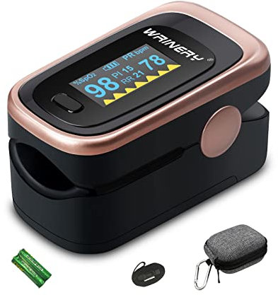 WRINERY Fingertip Pulse Oximeter Blood Oxygen Saturation Monitor, Digital Technology, Low Energy Consumption, ±2% Accuracy, 70% - 100% SpO2 Range, 2 AAA Batteries Included