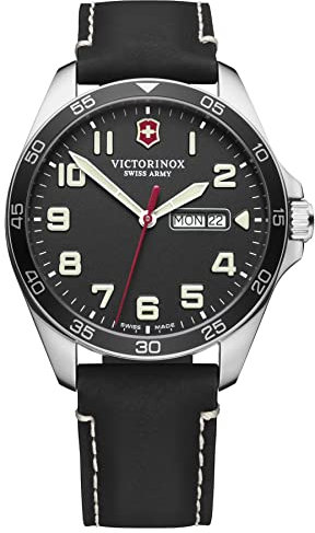 Victorinox Field Watch Herren Uhr analog Quarzwerk mit Leder Armband V241846