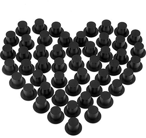 Blulu 50 Stück Schwarze Mini Zylinder Miniatur Zylinder Kunststoff Magier Hüte für DIY Dekoration Party Zubehör Schneemann Deko Weihnachten Party Geburtstag Hochzeit Familien Treffen