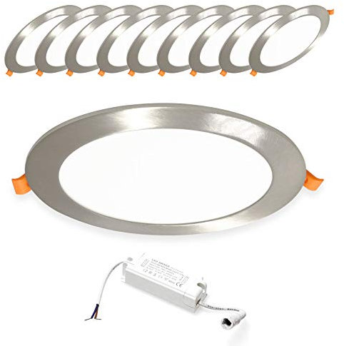Xtend EcoLight 10x LED Einbaupanel rund silber Ø170mm Neutralweiß 4000K 12W PLm