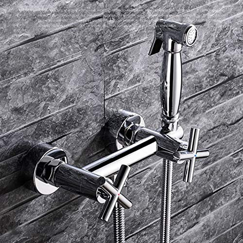 Rubinetto per bidet in ottone, miscelatore per acqua calda e fredda Bagno per WC Spray portatile con supporto per doccia portatile