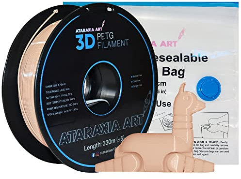 Ataraxia Art PETG 3D Drucker Filament 1,75mm V2 mit wiederverschließbarem Vakuumbeutel Maßgenauigkeit +/- 0,02mm 1kg Spule Verbesserte Formel für Stärke und Schichtbindung (Haut)