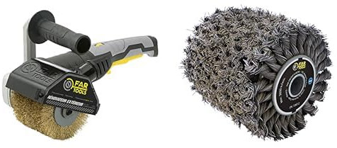 Fartools REX120C Rénovateur extérieur 1300W, Brosse Laiton 120X100MM & 110884 Brosse Fibre Métal Torsadé pour Rénovateur
