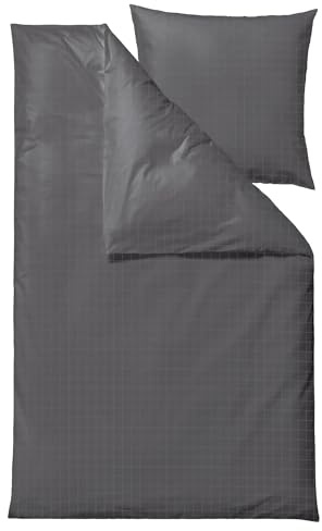 Södahl Clear Bettwäsche 155x220 cm aus 100% Baumwolle, Set mit 1 Bettbezug 155 x 220 cm und 1 Kissenbezug 80 x 80 cm, Kariert, Grau