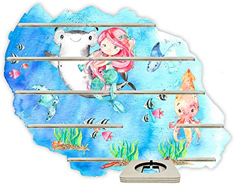 Farbklecks-Collection Musikboxregal Unterwasserwelt Meerjungfrau - passend für Toniebox - Regal mit Platz für Box sowie 45-50 Figuren