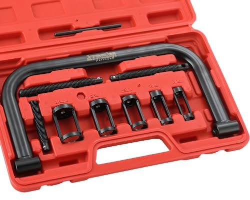 ATPEAM Outil Leve Soupape sans Démontage, Kit Compresseur de Ressort de Soupape 10 Pièces avec Coffret Rouge, pour Voiture Moto Moteur Essence Diesel