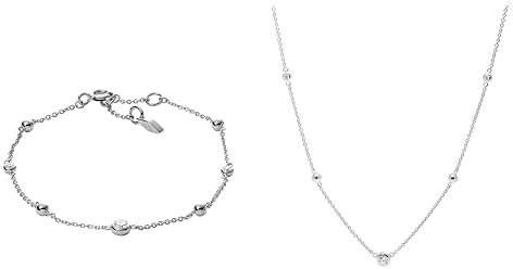 Fossil Damen-Kettenarmband 925 Sterlingsilber zirkonia JFS00452040 Damen-Kette ohne Anhänger 925 Sterlingsilber zirkonia JFS00453040