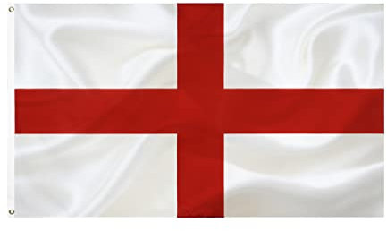 Drapeau de l'Angleterre Croix de St George - 90 x 150 cm - Drapeau national de l'Angleterre en polyester de qualité pour intérieur/extérieur avec couleurs vives et œillets en laiton (1)