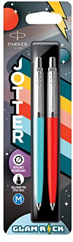 Parker Jotter Originals Kugelschreiber | Glam Rock Collection | Azure Blue & Vermilion | Blaue Tinte | 2 Stück